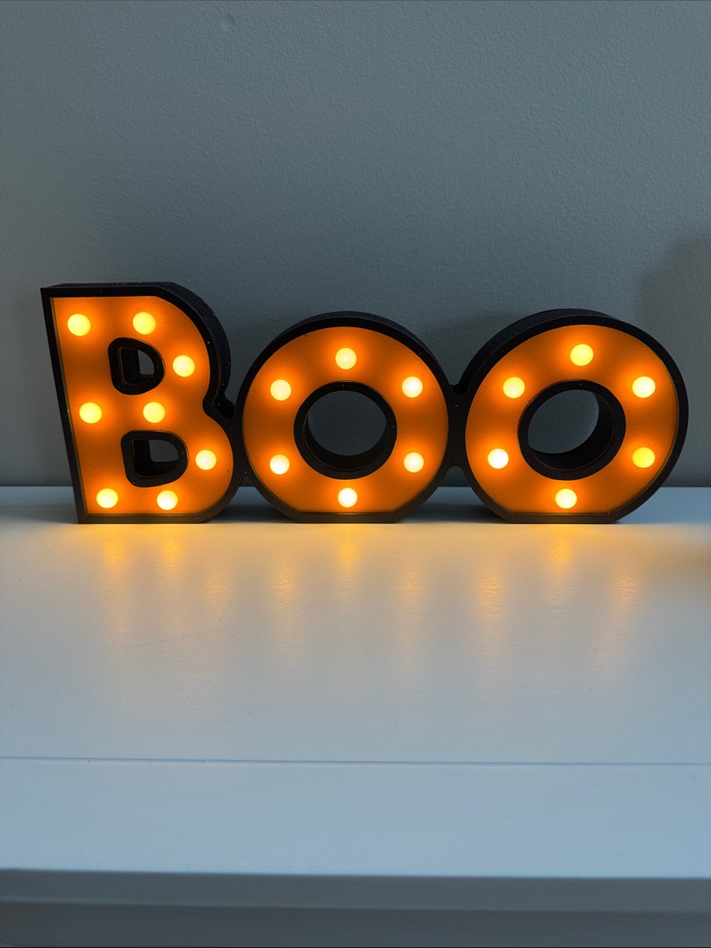 Orange 'BOO' Light-Up Halloween Decor